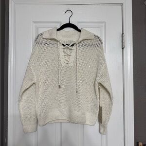 Joie Cream Knit tie front  Sweater M